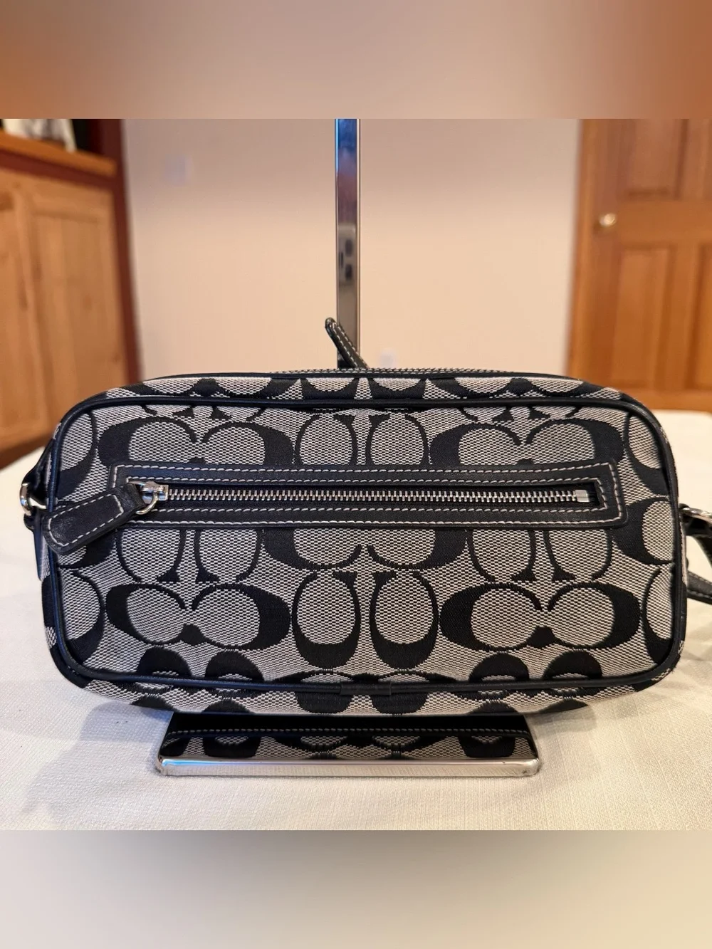 Coach Black & Gray Signature Canvas Monogram Y2K EUC